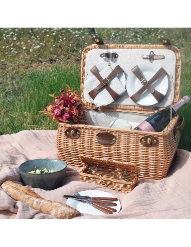 Panier pique-nique en osier naturel et écologique "Trocadéro" - 4 personnes votre