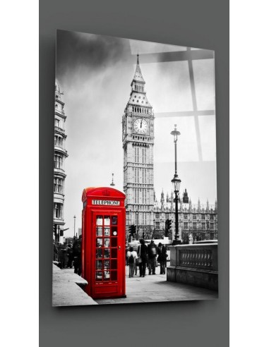 Tableau en verre - Londres Cabine téléphonique et Big Ben (Tour Grande Cloche) l'achat 