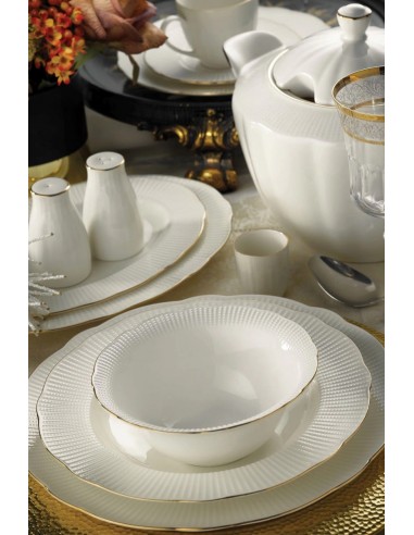 KUTAHYA PORCELAINE BONE ILAY Service liseré doré de table 12 personnes 80 pièces du meilleur 