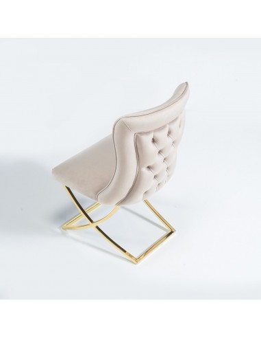 Chaise de salon, séjour et salle à manger ZEN - Design et moderne - Crème - Pieds en métal doré En savoir plus