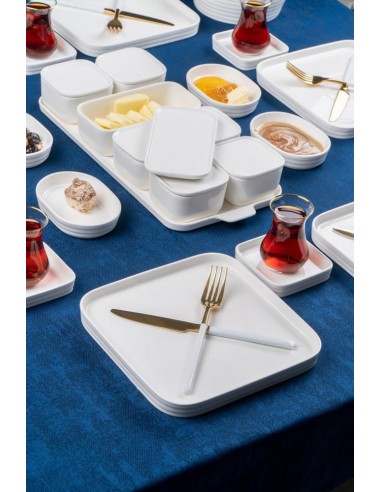 ACAR BONJOUR PERLA Ensemble de petit-déjeuner 30 pièces en porcelaine 6 personnes Pour