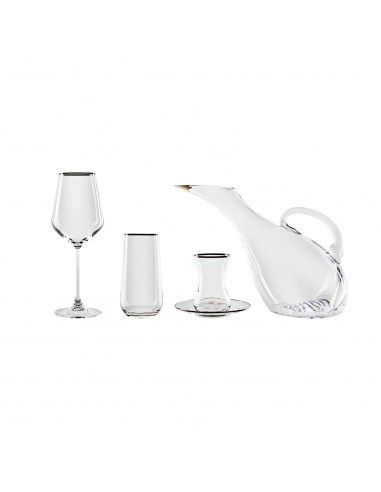 KARACA IRENE PLATIN RIM Set de verres 49 Pièces 12 personnes plus qu'un jeu 