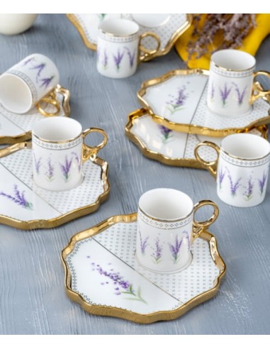 ACAR LAVENDER Set de 6 tasses à café en porcelaine - 90 ml Comparez plus de prix