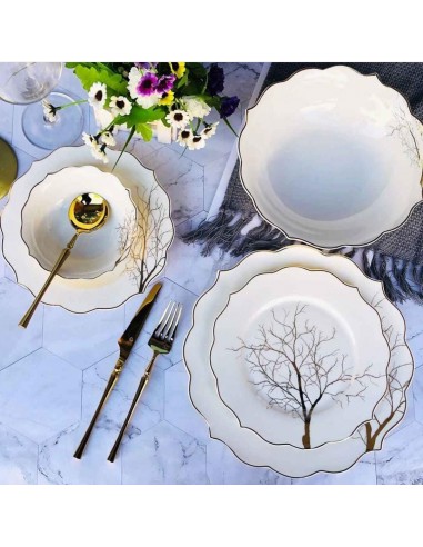 ZELLERFELD TREE Service de table motif arbre doré 25 pièces 6 personnes de France