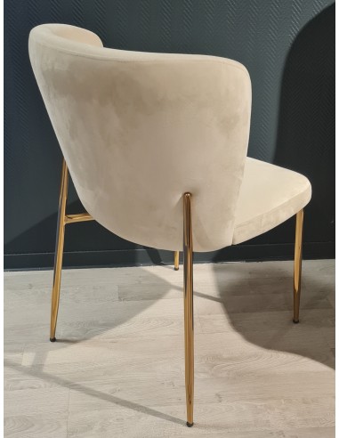 Chaise de salon, séjour et salle à manger PARS - Design et moderne - Crème - Pieds en métal doré paiement sécurisé