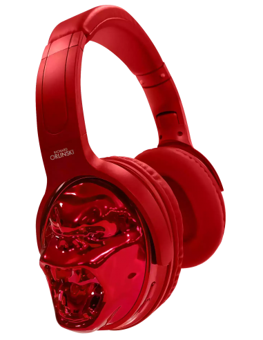 Casque Bluetooth KONG sans fil rouge chrome métallisé by Richard ORLINSKI la chaussure