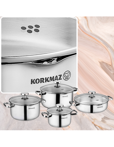 KORKMAZ AQUA Batterie de casseroles 8 pièces - Induction une grave pollution 