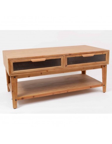 TABLE BASSE 4 TIROIRS EN PIN 120X60X55CM en linge