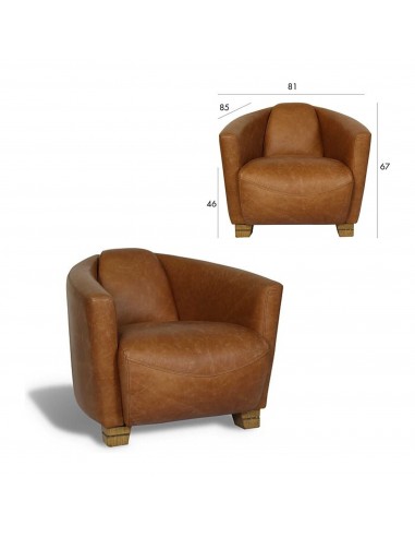 FAUTEUIL CUIR DE VACHE NOISETTE 81X85X67CM vous aussi creer 