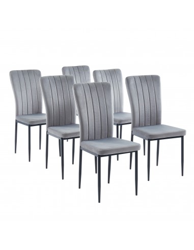 LOT DE 6 CHAISES POPPY EN VELOURS GRIS 2 - 3 jours ouvrés.