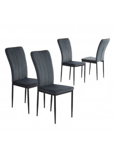 LOT DE 4 CHAISES POPPY EN VELOURS GRIS ANTHRACITE le des métaux précieux