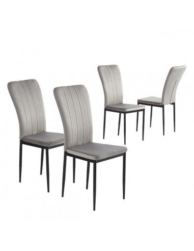 LOT DE 4 CHAISES POPPY EN VELOURS GRIS solde