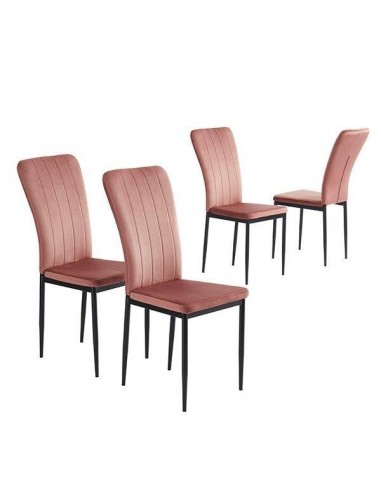 LOT DE 4 CHAISES POPPY EN VELOURS ROSE pas chere