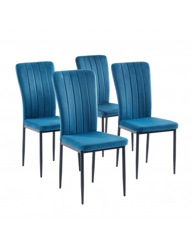 LOT DE 4 CHAISES POPPY EN VELOURS BLEU NUIT Toutes les collections ici