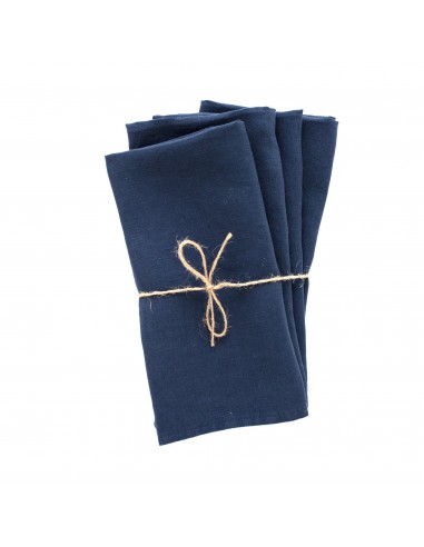 Set of 4 Bleu Minuit Linen Napkins livraison gratuite