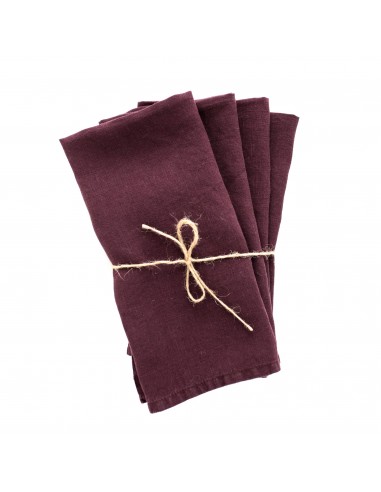 Set of 4 Aubergine Linen Napkins JUSQU'A -70%! 