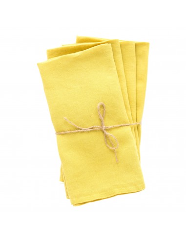 Set of 4 Citron Linen Napkins Fin de série