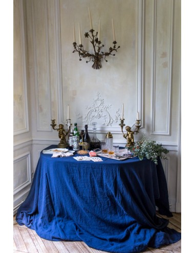 Bleu Minuit Linen Tablecloth d'Europe débarque