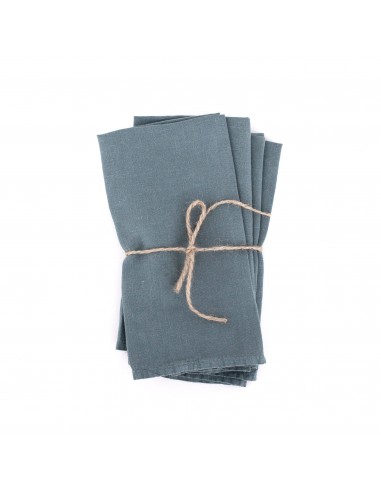 Set of 4 Acier Bleu Linen Napkins plus qu'un jeu 