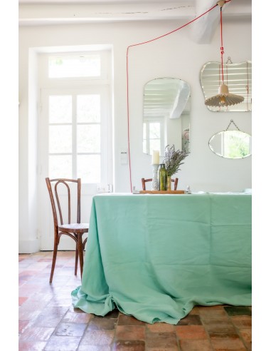 Mint Linen Tablecloth Voir les baskets