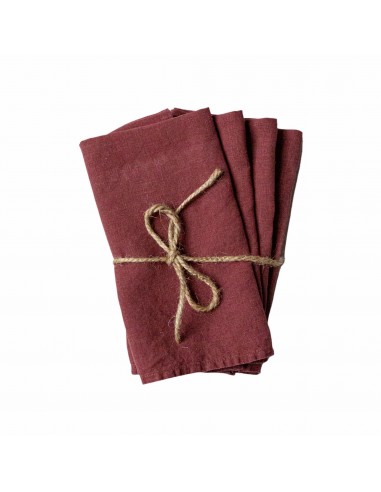 Set of 4 Bordeaux Linen Napkins meilleur choix