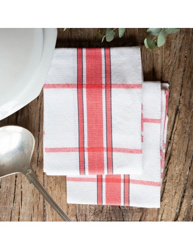 Set of 2 Vintage Red Checkered Kitchen Towels Livraison rapide