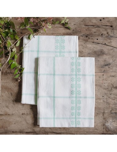 Pair of Mint and White Embroidered Kitchen towels Comment ça marche