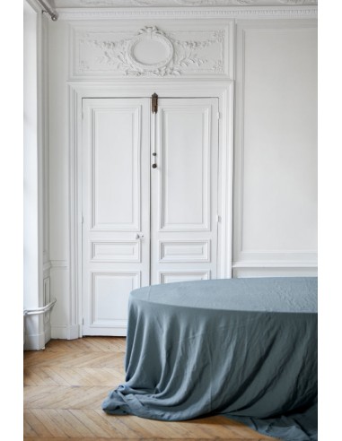 Acier Bleu Linen Tablecloth pas chere