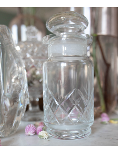 Antique Diamond Cut Glass Jar de France