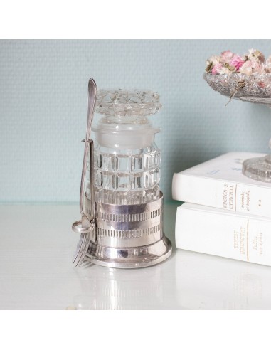 Crystal Jar with Silver-Plated Holder and Fork hantent personnes