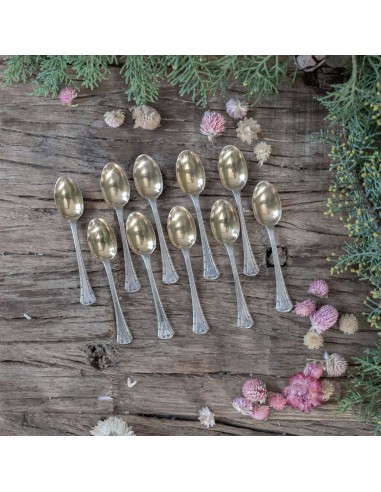 Set of 10 Silver-Plated Art Deco Teaspoons with Gold Bowl vous aussi creer 