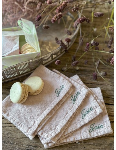 “Joie” Embroidered Cocktail Napkins Les magasins à Paris