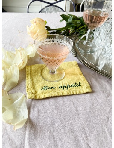 "Bon appétit" Embroidered Cocktail Napkins pas cher