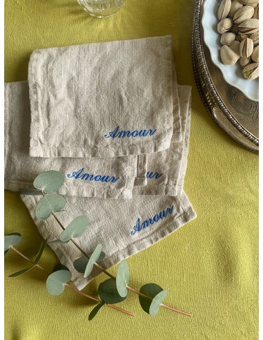 “Amour” Embroidered Cocktail Napkins 2024