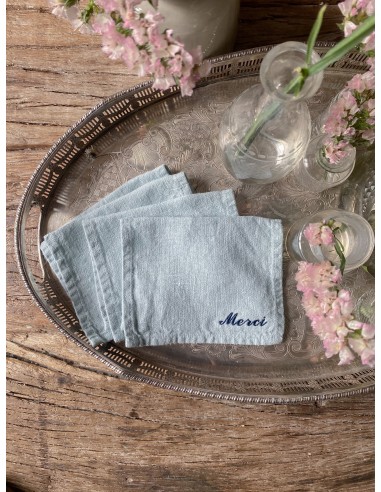 “Merci” Embroidered Cocktail Napkins de la marque