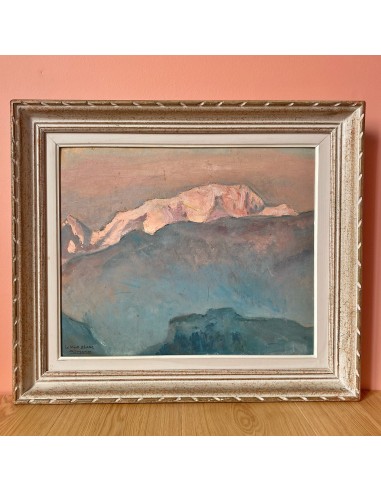 Peinture à l’huile Le mont Blanc signé A.Romand brillant des détails fins